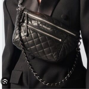 MZ Wallace, Crosby Crossbody Sling Bag, Black Leather